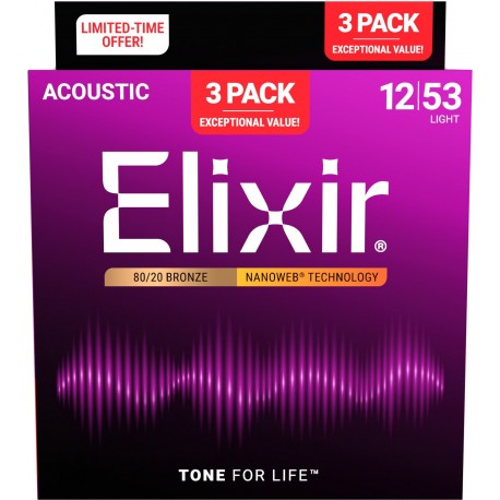 3-PACK 16565 Acoustic 80/20 Bronze NANOWEB